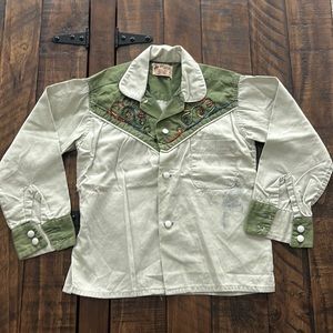 Vintage 80s Boys Button Down Go West Wash’n Wear 100% Cotton Long Sleeve Shirt